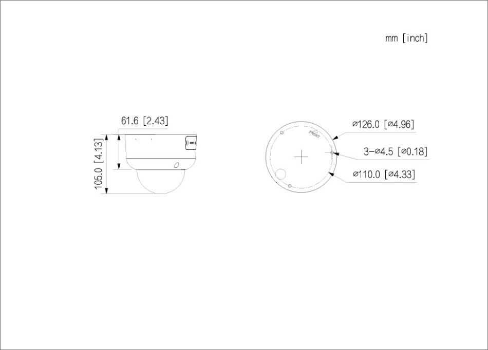 【IP19C】DH-IPC-HDBW5449R1-ZE-LED 4MP フルカラー バリフォーカル Warm LED搭載 ドームタイプ WizMindネットワークカメラ外形イメージ